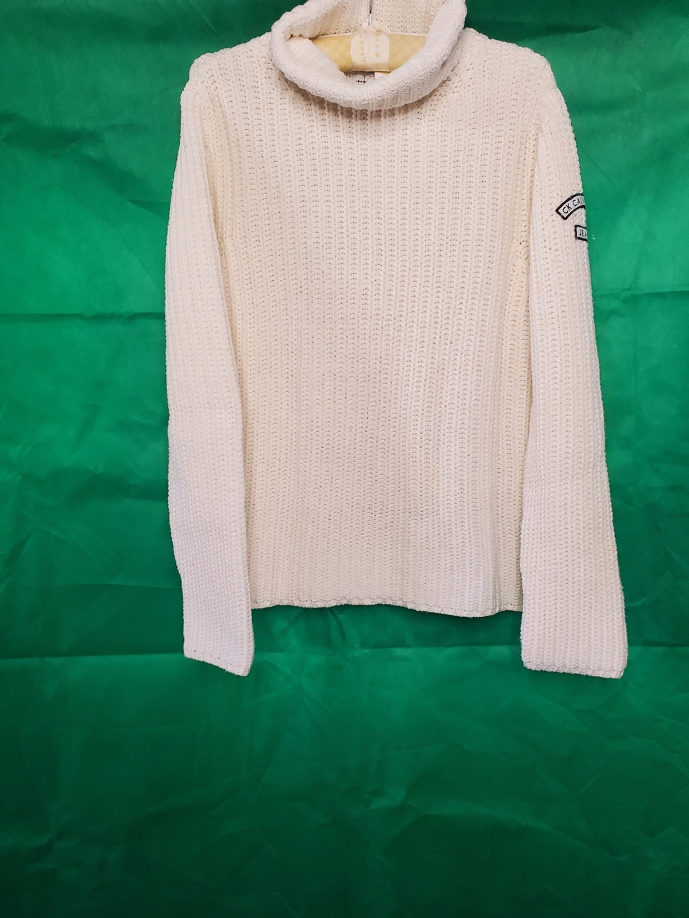 Calvin Klein Jeans Cream Ribbed Turtleneck Sweater Size Xl